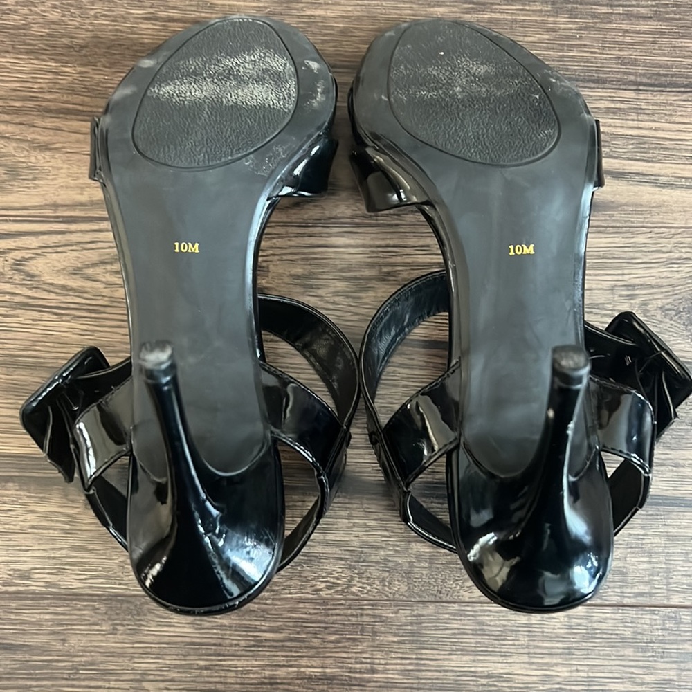 Ann Marino Black Patent Ankle Strap Heels Size 10M 3.5” Heel - Picture 5 of 8